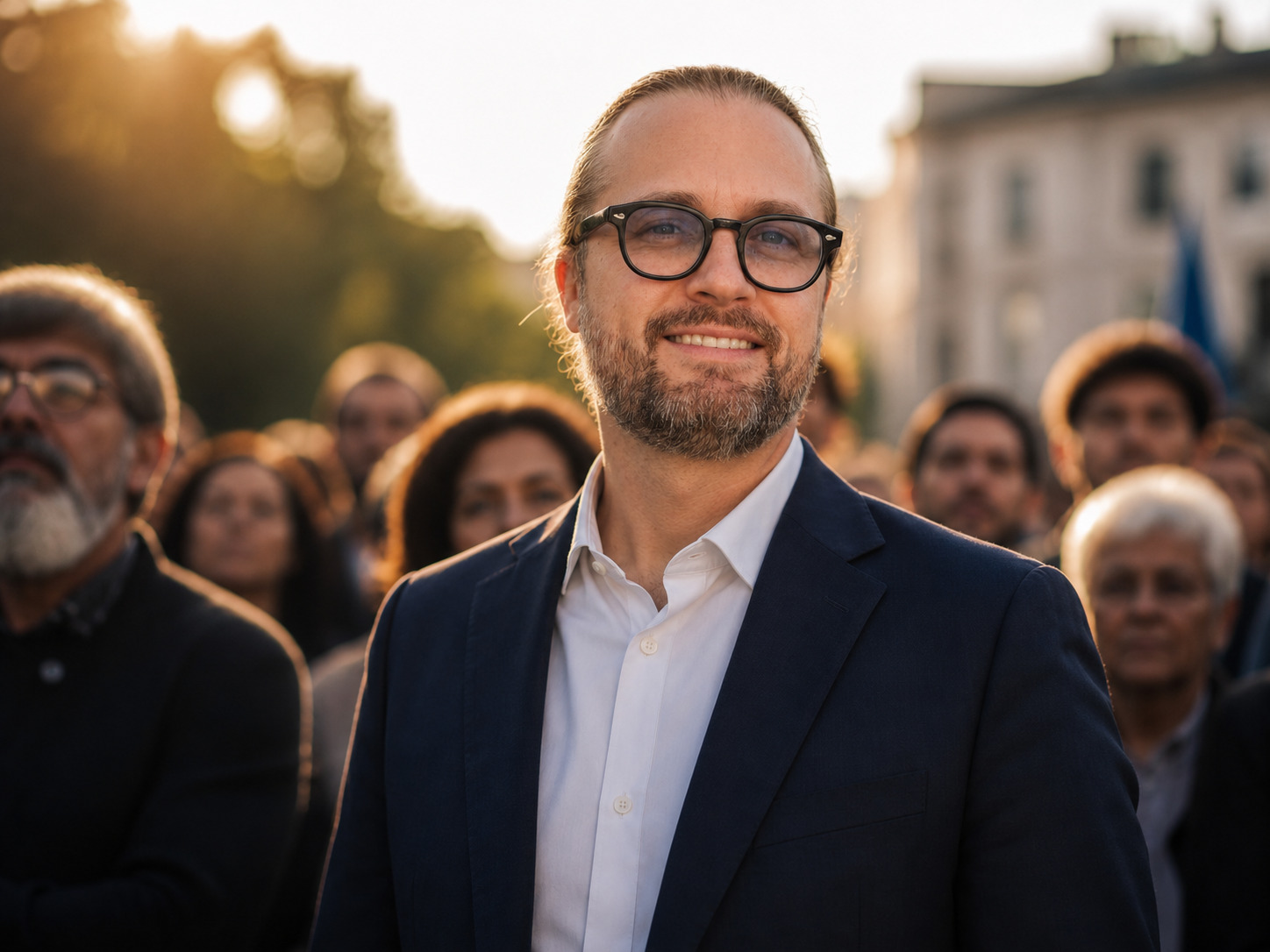 Il candidato al comizio del tramonto